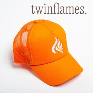 Twinflames Snapback Trucker Hat Bright‎ Orange Mesh Streetwear Eclectic Grandpa